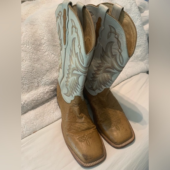 Justin Boots Square Toe Cowboy Mens Brown Casual Work Trucking Boots 12 EE - Picture 2 of 16